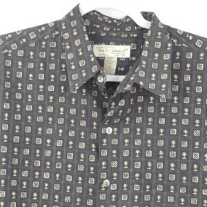 Tori Richard Cotton‎ Lawn Hawaiian Button Up Shirt Palm Trees Men's Large